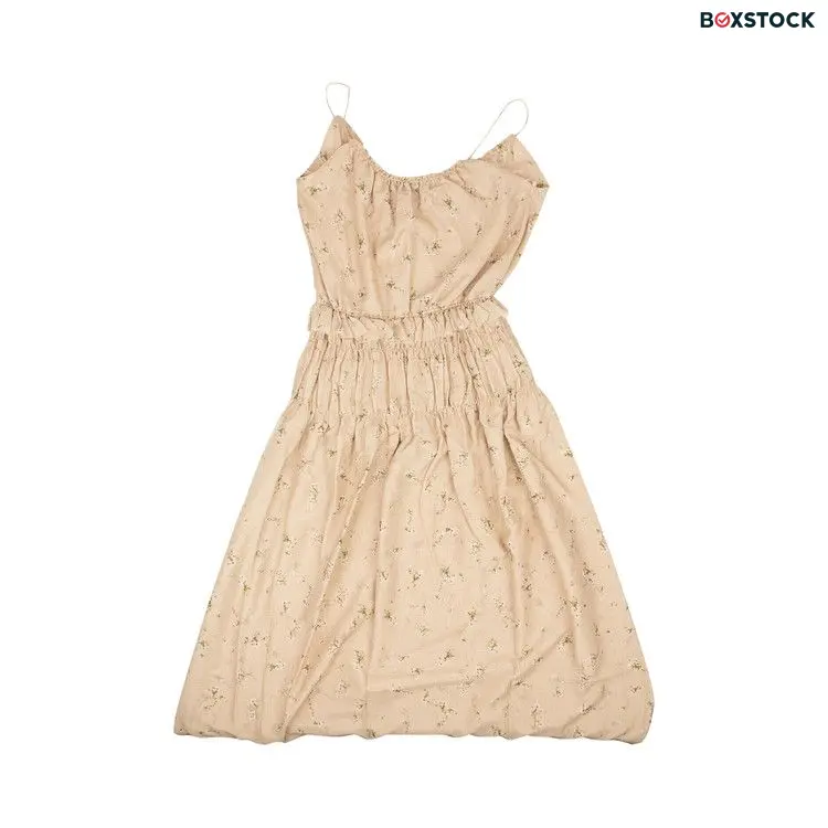 Amiri Floral Design Voile Maxi Dress 'Nude' Tan