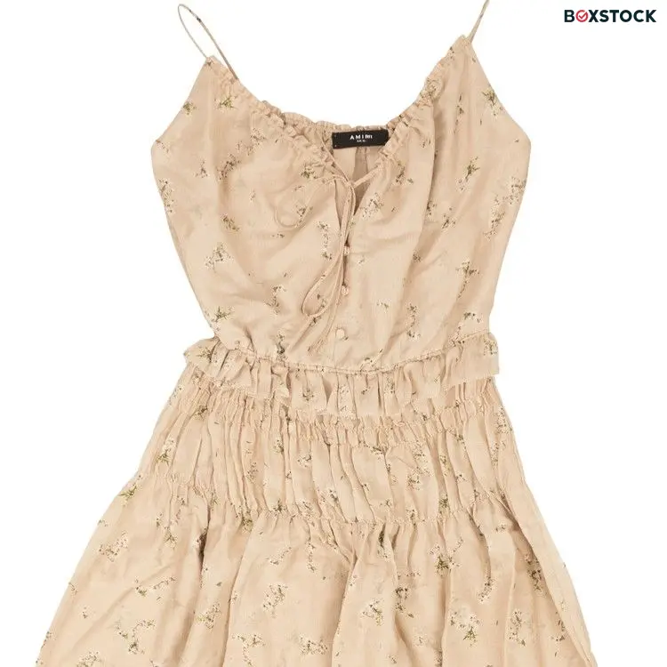 Amiri Floral Design Voile Maxi Dress 'Nude' Tan