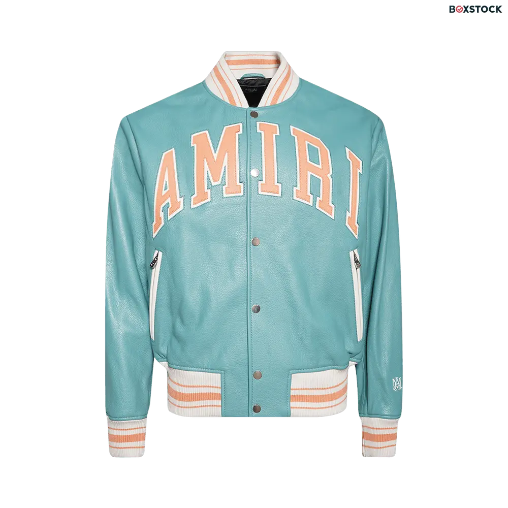 Amiri Leather Bomber 'Sea Blue' Fall/Winter 2024