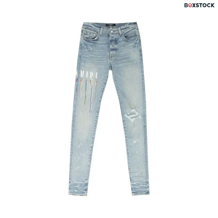 Amiri Paint Drip Logo Jean 'Clay Indigo' Blue Resort 2022