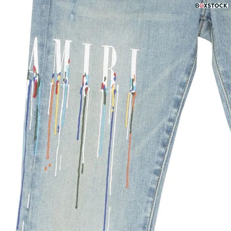 Amiri Paint Drip Logo Jean 'Clay Indigo' Blue Resort 2022