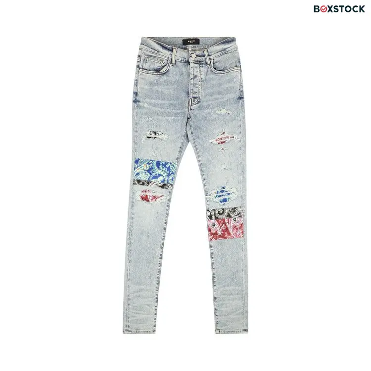 Amiri Pajama Art Patch Skinny Jeans 'Blue'