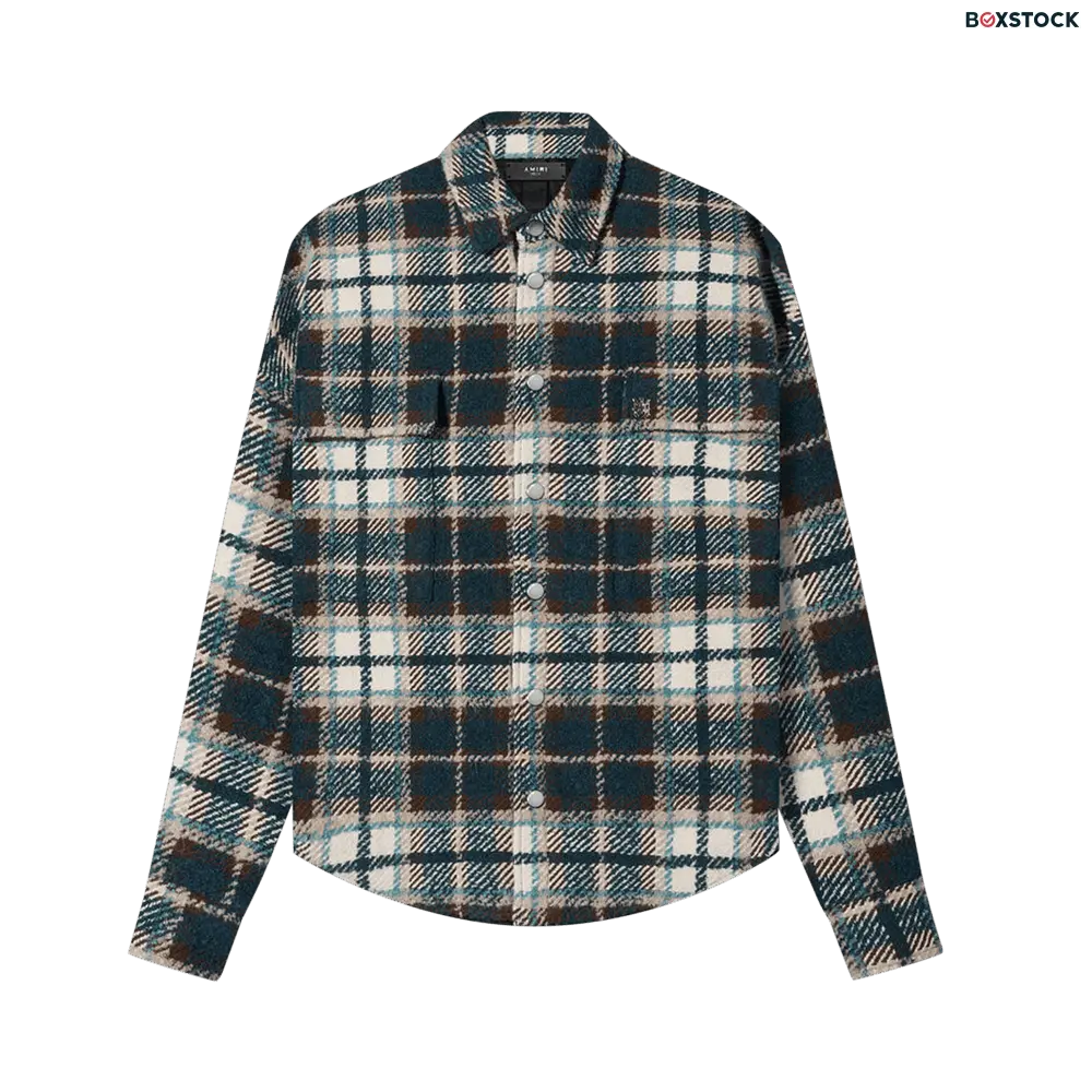 Amiri Plaid Overshirt 'Teal' Blue Spring/Summer 2023