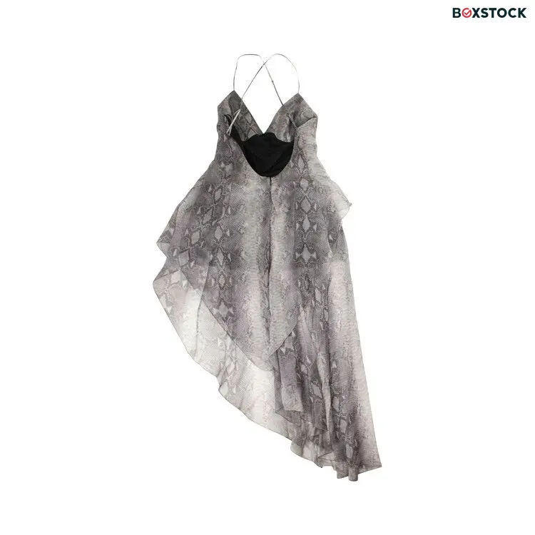 Amiri Silk Snake Print Long Dress 'Grey'