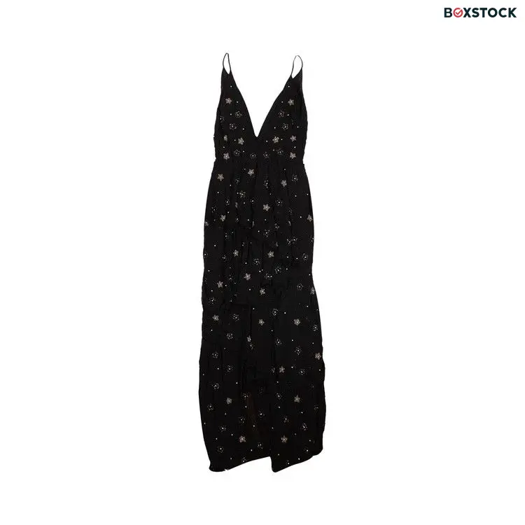 Amiri Silk Star Beaded Asymmetric Long Dress 'Black'