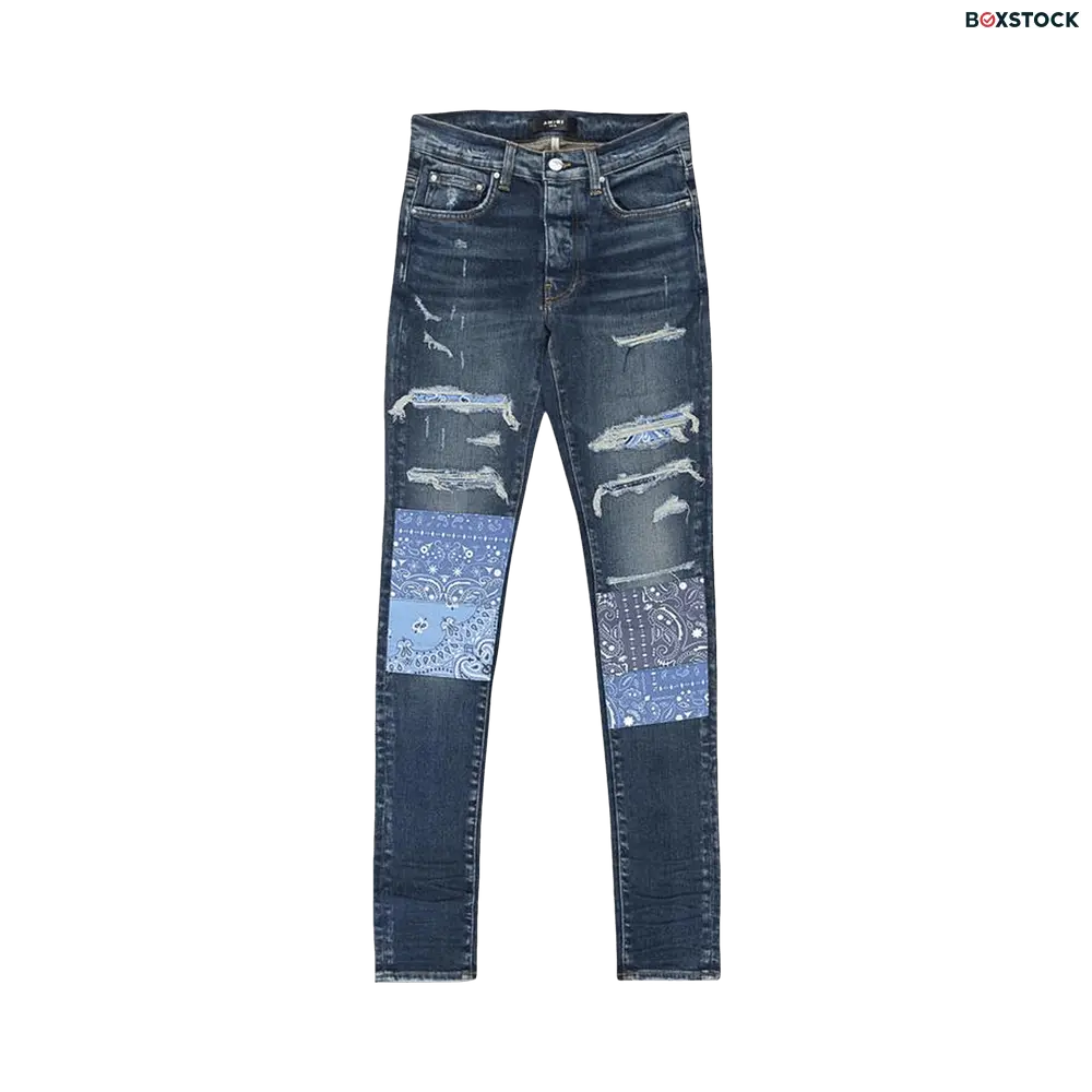 Amiri Vintage Bandana Artpatch Jean 'Deep Classic' Blue Resort 2022