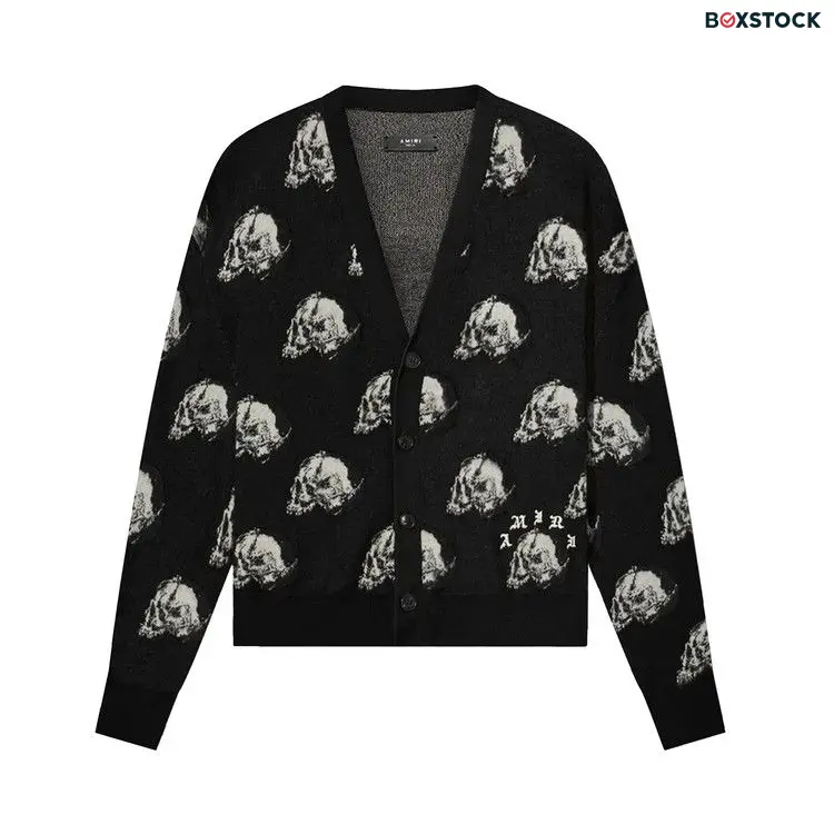 Amiri x Wes Lang Repeat Skull Cardigan 'Black' Fall/Winter 2022