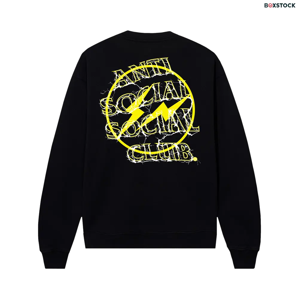anti social social club Anti Social Social Club x Fragment Design Bolt Crewneck 'Black/Yellow' Fall/Winter 2023