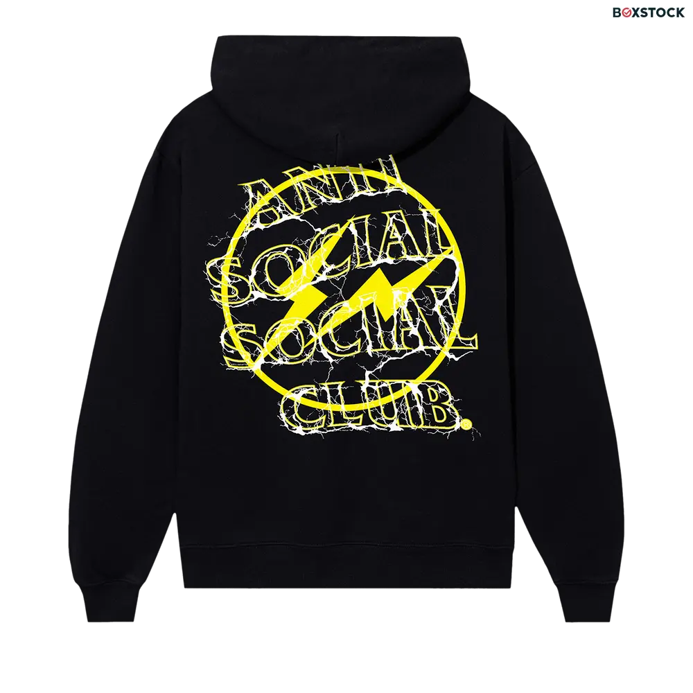 anti social social club Anti Social Social Club x Fragment Design Bolt Hoodie 'Black/Yellow' Fall/Winter 2023