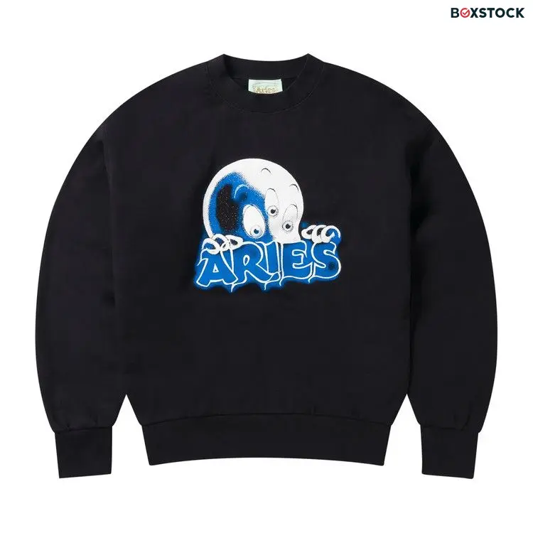 Aries Kasper Crewneck Sweatshirt 'Black' Spring/Summer 2024