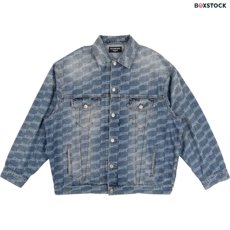 Balenciaga All-Over BB Monogram Logo Denim Jacket 'Blue' Fall/Winter 2022