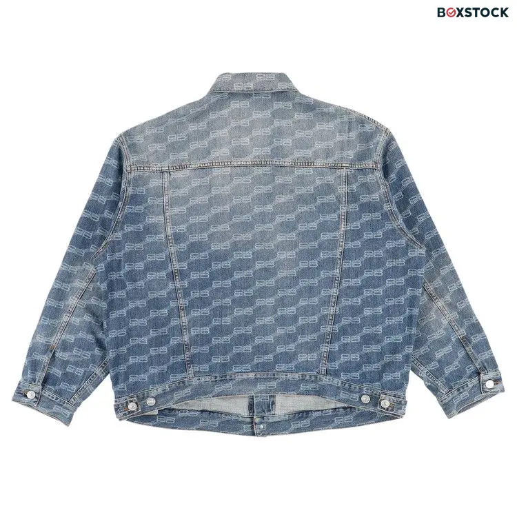 Balenciaga All-Over BB Monogram Logo Denim Jacket 'Blue' Fall/Winter 2022