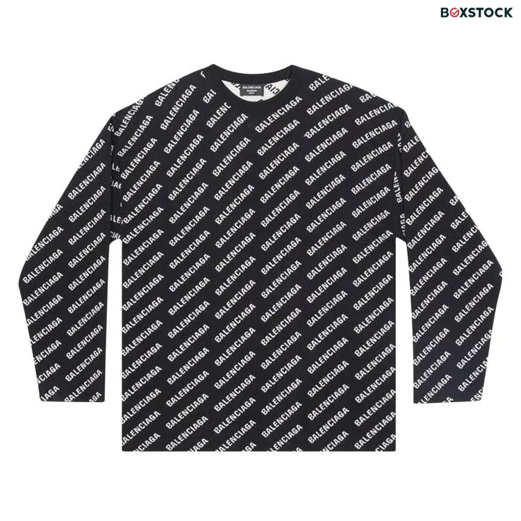 Balenciaga All-Over Crewneck 'Black/White' Spring/Summer 2022
