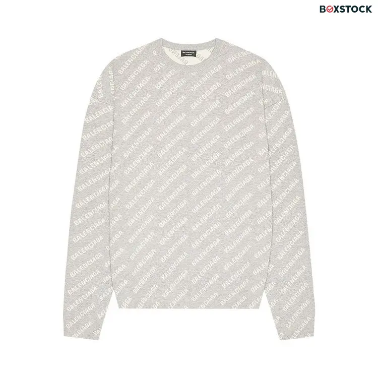 Balenciaga All Over Crewneck 'Grey/White' Fall/Winter 2022