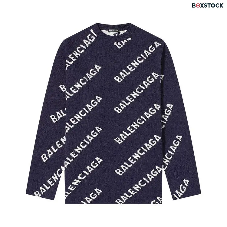 Balenciaga Allover Logo Crewneck 'Black/White' Fall/Winter 2021