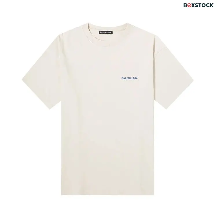 Balenciaga Badge Logo Tee 'Chalky White/Blue' Spring/Summer 2021