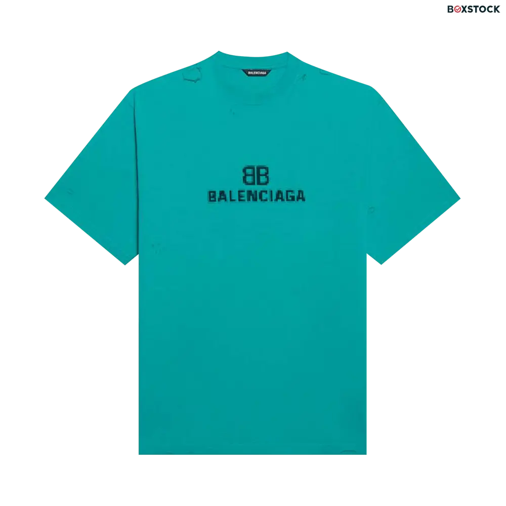 Balenciaga BB Pixel Boxy T-Shirt 'Turquoise/Black' Blue Fall/Winter 2021