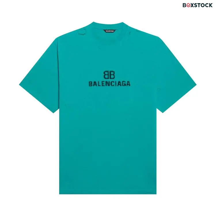 Balenciaga BB Pixel Boxy T-Shirt 'Turquoise/Black' Blue Fall/Winter 2021