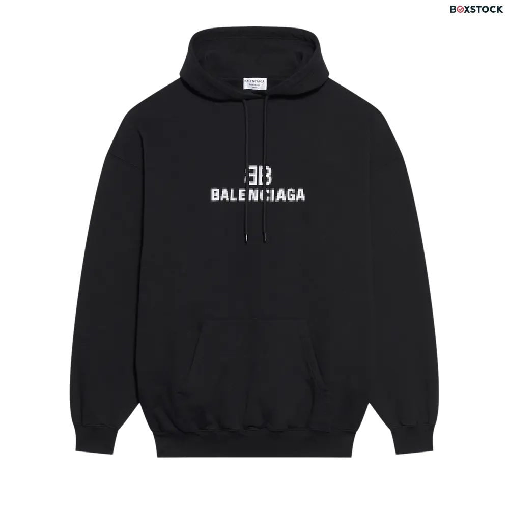 Balenciaga BB Pixel Medium Fit Hoodie 'Black/White' Fall/Winter 2021
