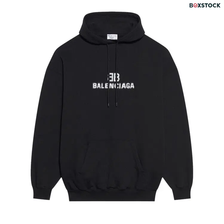 Balenciaga BB Pixel Medium Fit Hoodie 'Black/White' Fall/Winter 2021