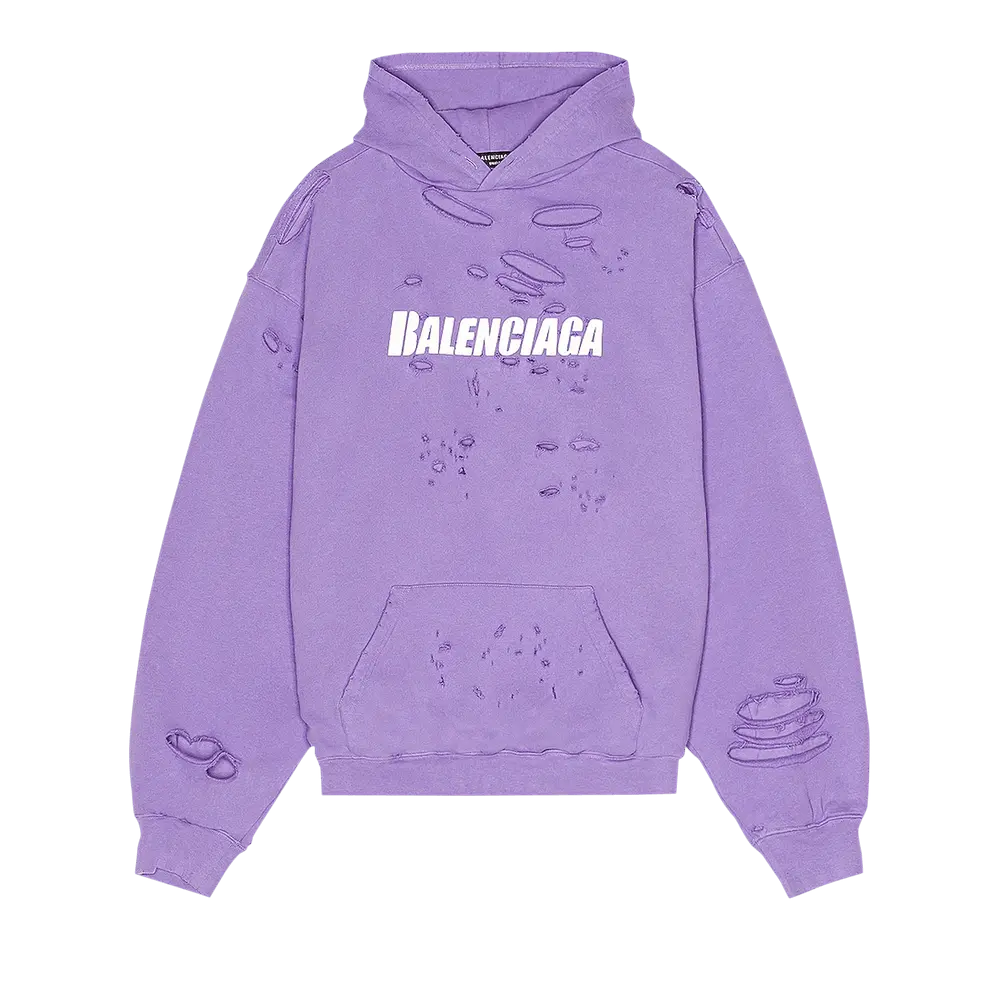 Balenciaga Destroyed Hoodie 'Light Purple/White' Spring/Summer 2022