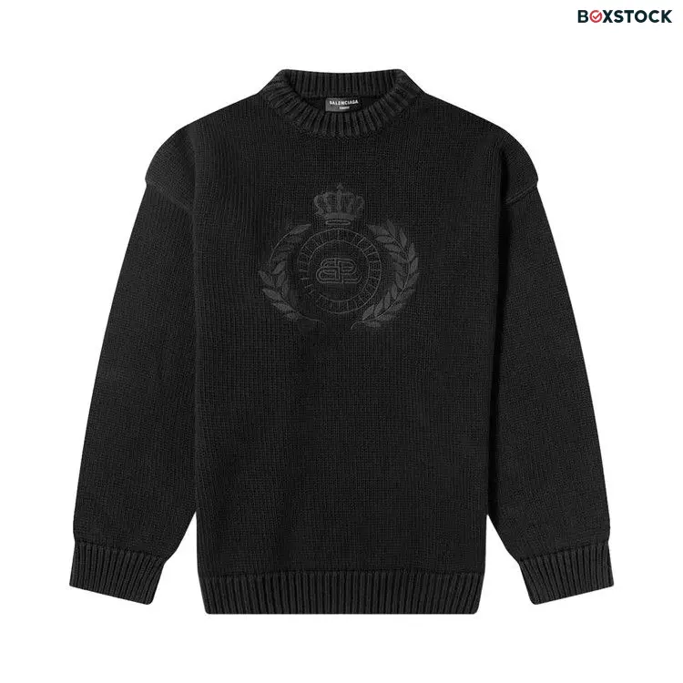Balenciaga Wreath Logo Crew Knit 'Black'