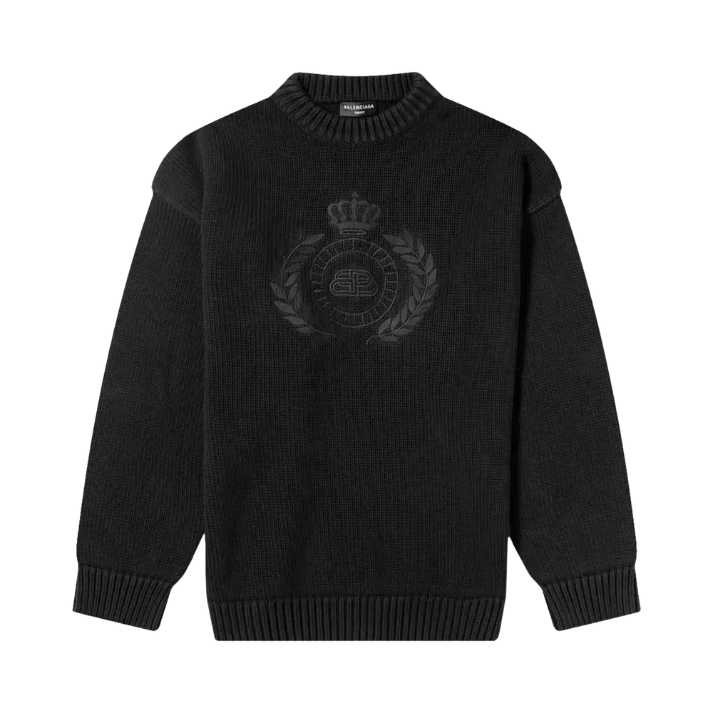 Balenciaga Wreath Logo Crew Knit 'Black'