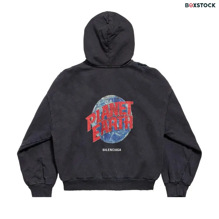 Balenciaga Zip Up Hoodie 'Washed Black'