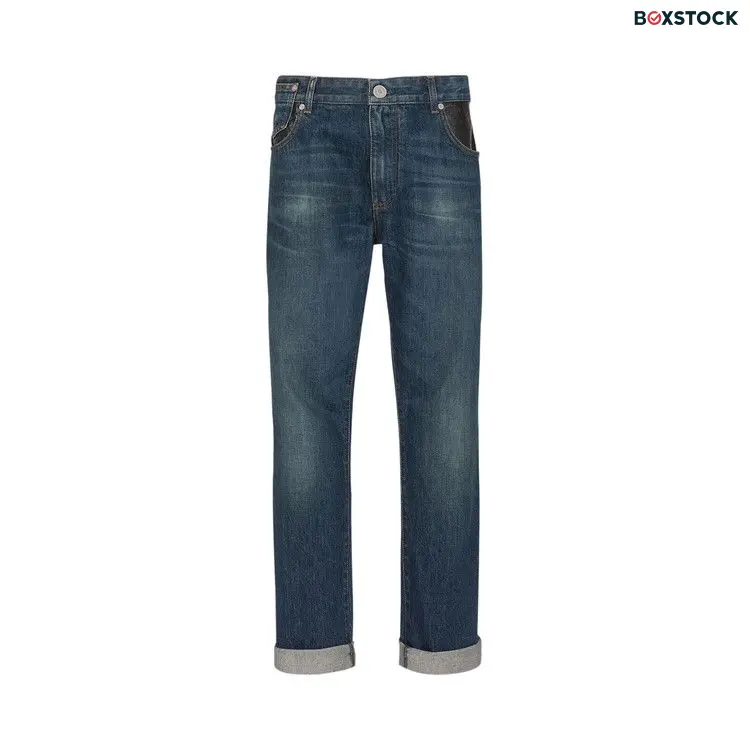 Balmain Leather Pocket Regular Denim Pants 'Blue' Fall/Winter 2023