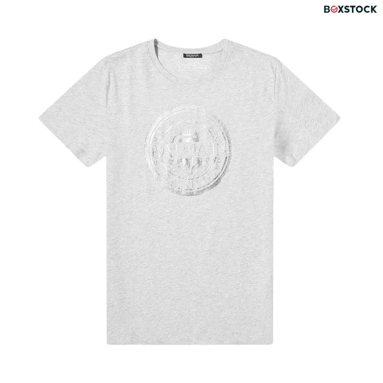 Balmain Metallic Coin Print Tee 'Heather Grey'