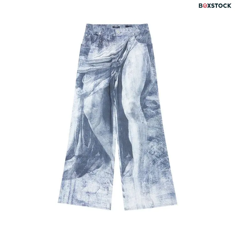 Balmain Statue Printed Loose Denim Pants 'Blue/Gris' Spring/Summer 2023