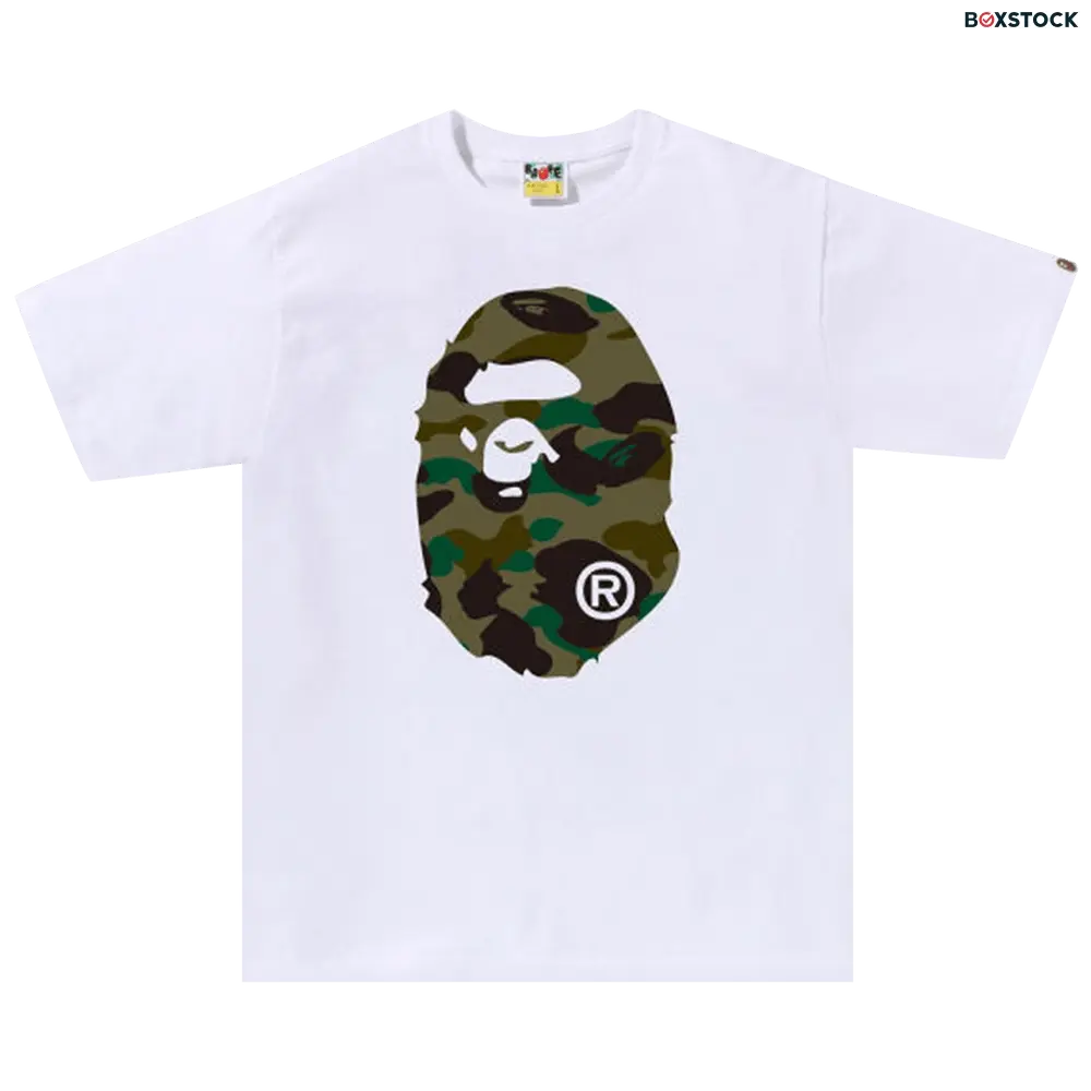 BAPE 1st Camo Big Ape Head Tee 'White/Green' Spring/Summer 2023 1J30-110-011-WHITE-GREEN