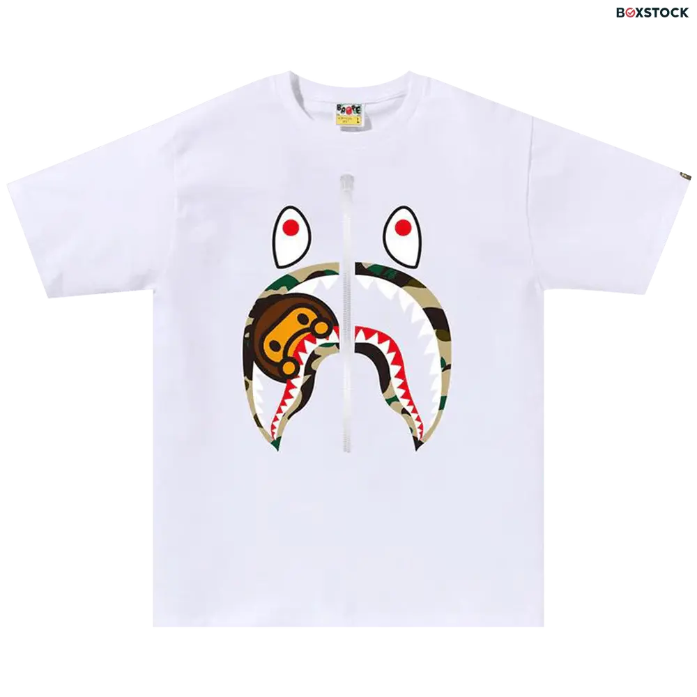 BAPE 1st Camo Milo Shark Tee 'White/Yellow' Spring/Summer 2024