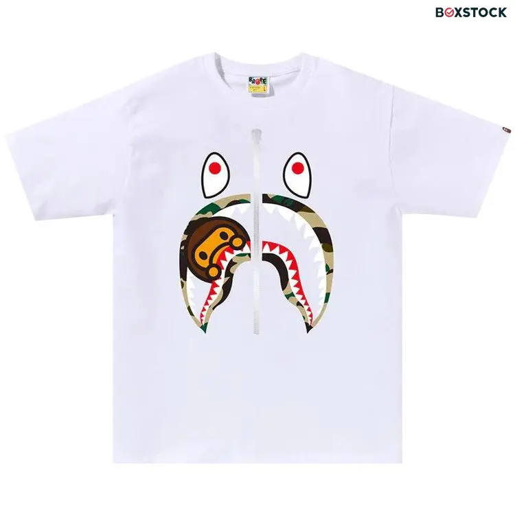 BAPE 1st Camo Milo Shark Tee 'White/Yellow' Spring/Summer 2024