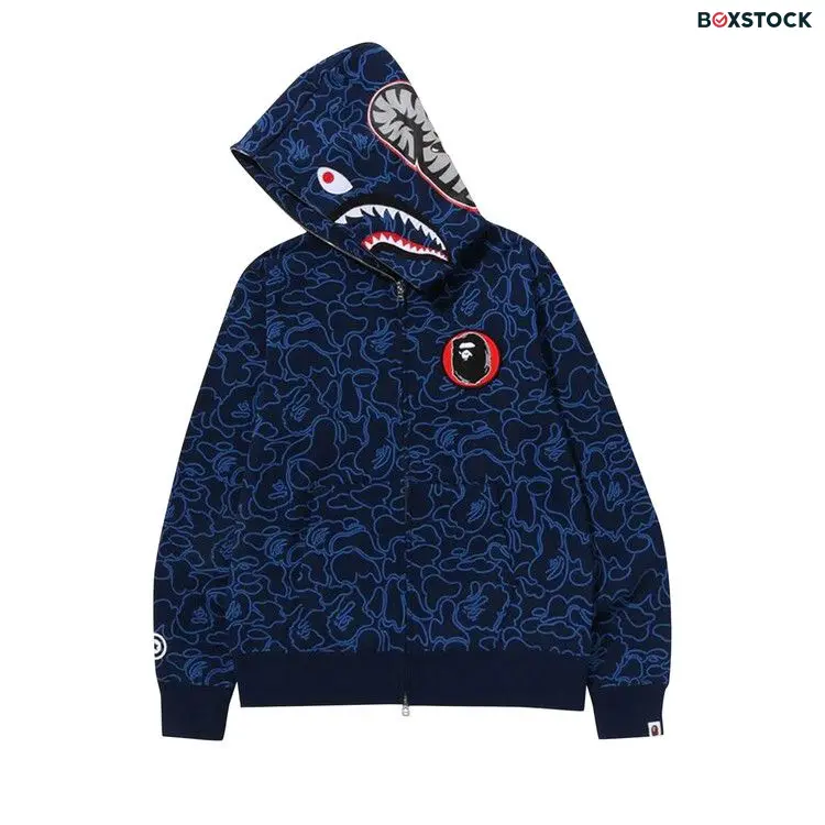 BAPE 30th Anniversary Line Camo Shark Full Zip Hoodie 'Navy' Blue Fall/Winter 2023