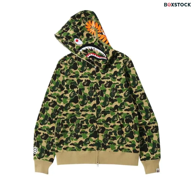 BAPE ABC Camo Shark Full Zip Hoodie 'Green' Spring/Summer 2023