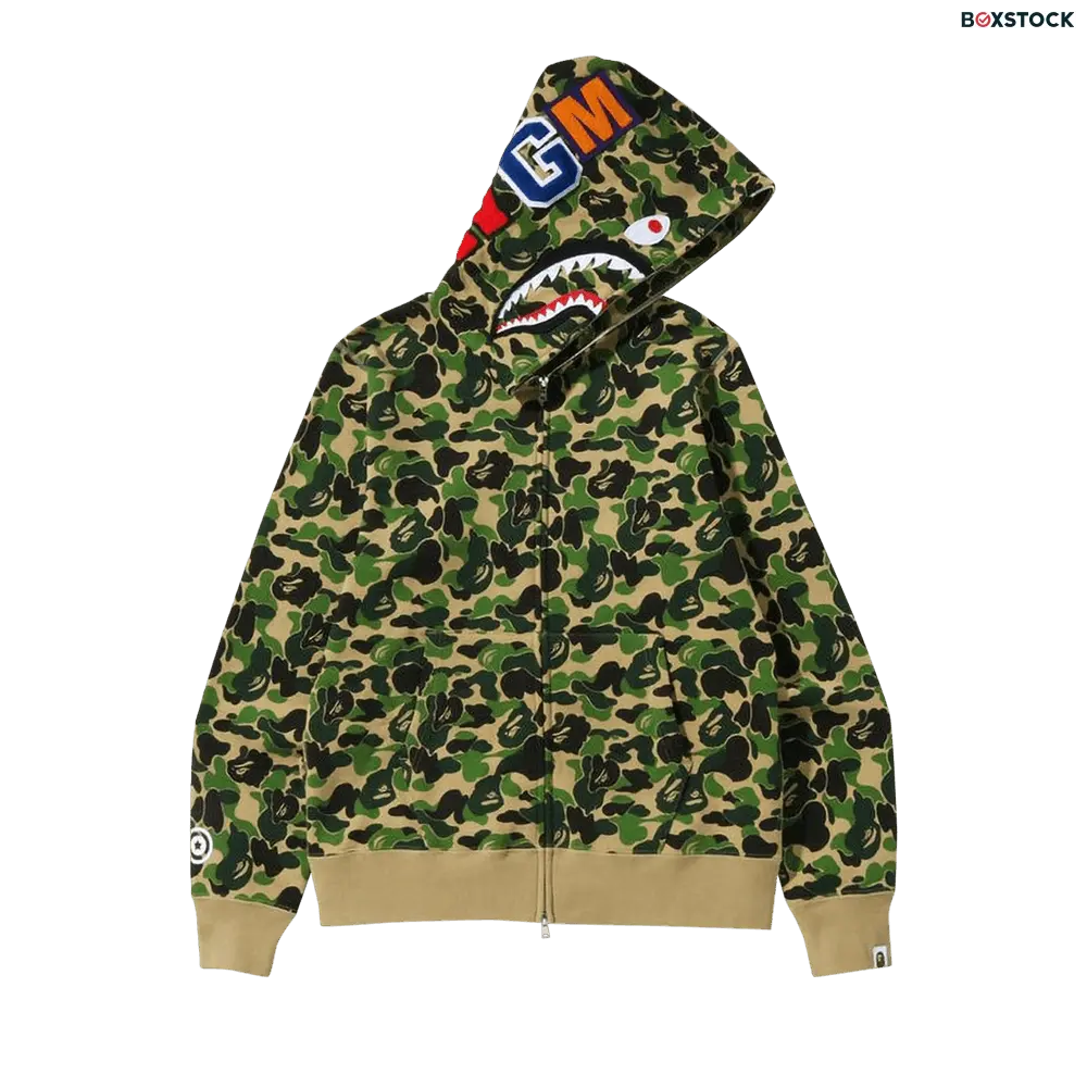 BAPE ABC Camo Shark Full Zip Hoodie 'Green' Spring/Summer 2023