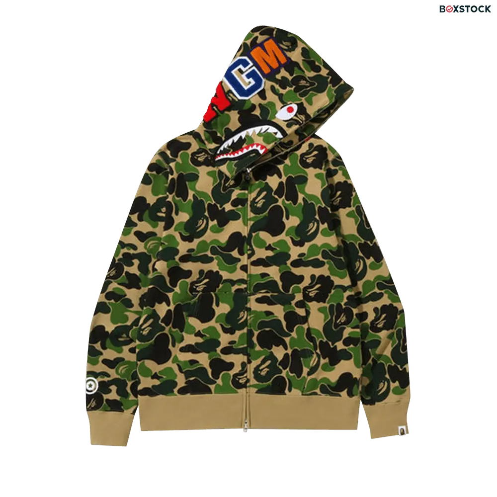 BAPE Big ABC Camo Shark Full Zip Hoodie 'Green' Fall/Winter 2022