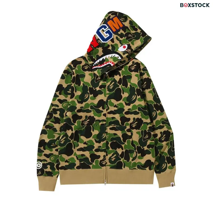BAPE Big ABC Camo Shark Full Zip Hoodie 'Green' Fall/Winter 2022