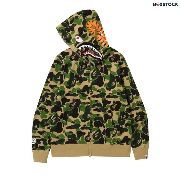 BAPE Big ABC Camo Shark Full Zip Hoodie 'Green' Fall/Winter 2022