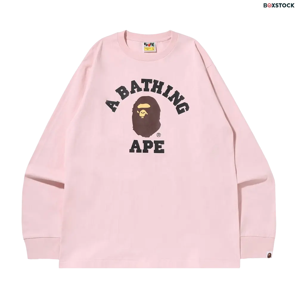 bape BAPE College Long-Sleeve Tee 'Pink'