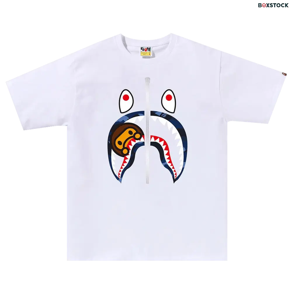 bape BAPE Color Camo Milo Shark Tee 'White/Navy' Spring/Summer 2024 2J70-110-003-WHITE-NAVY