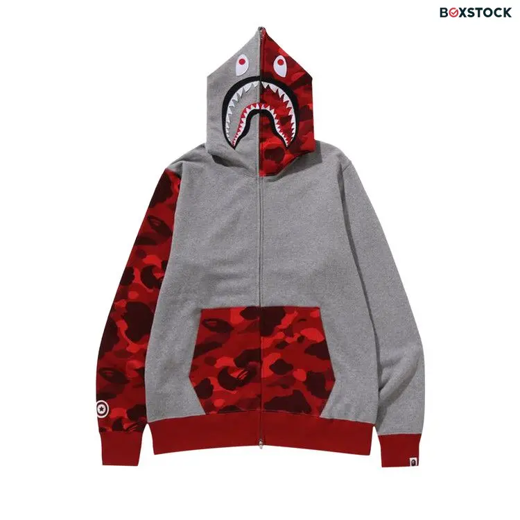 BAPE Color Camo Shark Full Zip Hoodie 'Red' Fall/Winter 2023