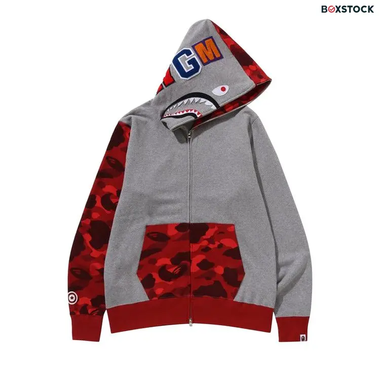 BAPE Color Camo Shark Full Zip Hoodie 'Red' Fall/Winter 2023