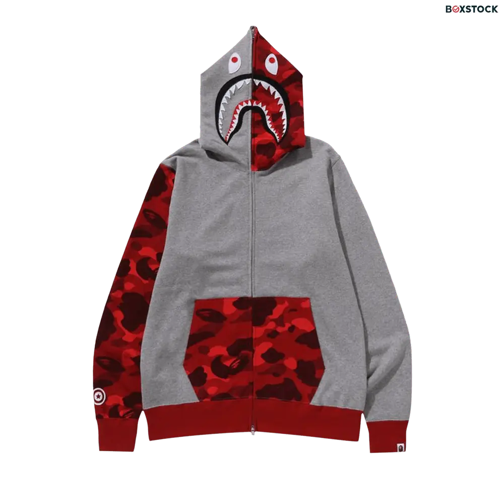 BAPE Color Camo Shark Full Zip Hoodie 'Red' Fall/Winter 2023
