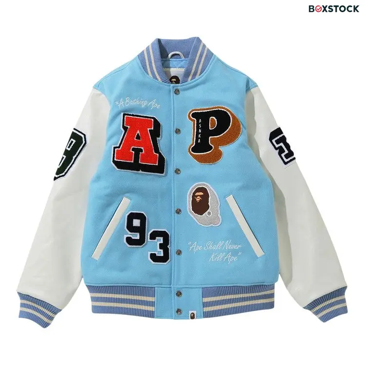 BAPE Crazy Patch Varsity Jacket 'Blue/Sax'