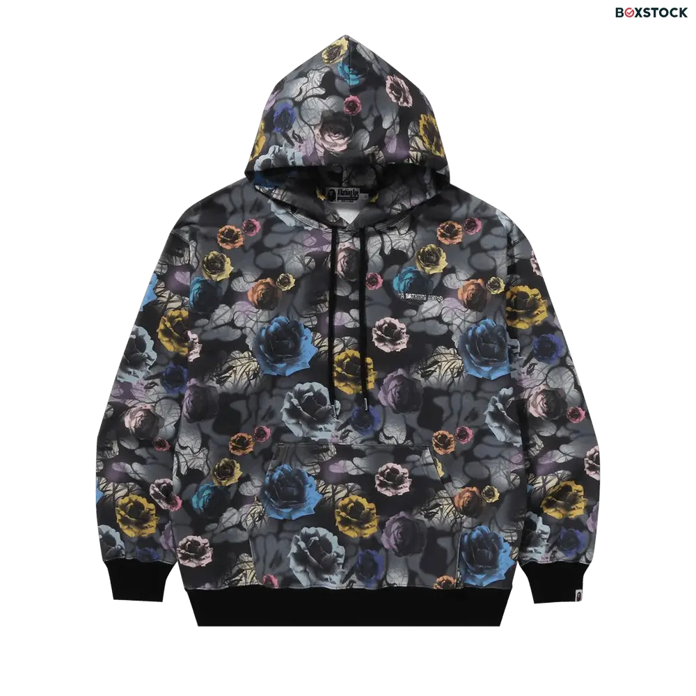 BAPE Floral Camo Pattern Relaxed Fit Pullover Hoodie 'Black'
