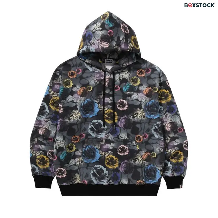BAPE Floral Camo Pattern Relaxed Fit Pullover Hoodie 'Black'