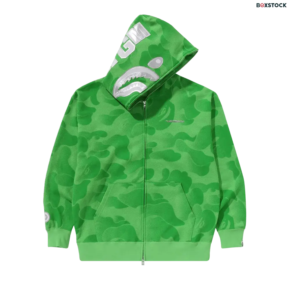 BAPE Ink Camo Shark Zip Hoodie 'Green' Spring/Summer 2024