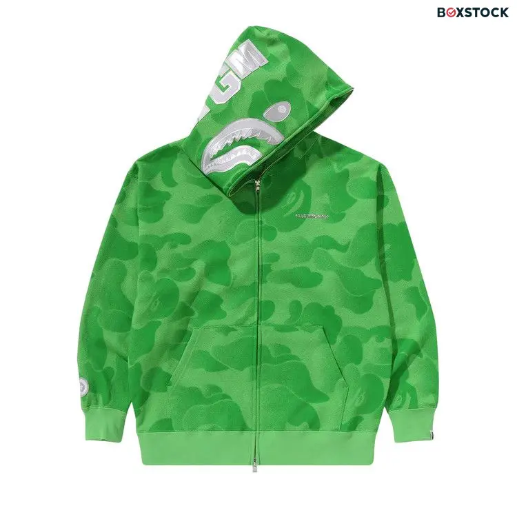 BAPE Ink Camo Shark Zip Hoodie 'Green' Spring/Summer 2024